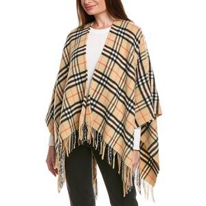 Burberry Check Wool & Cashmere-Blend Cape, Brown